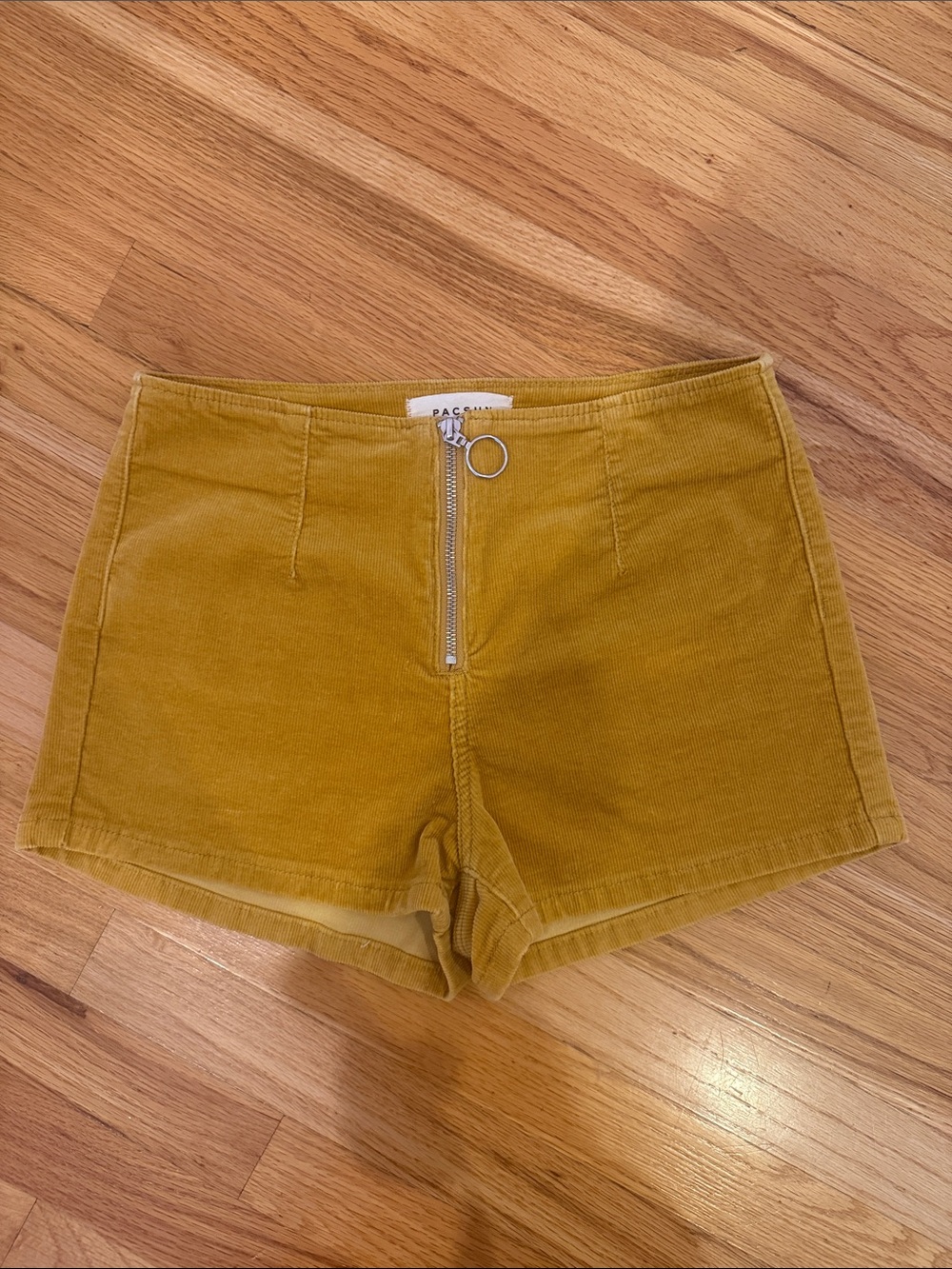 PacSun Golden Mustard Corduroy High-Waist Zip Shorts